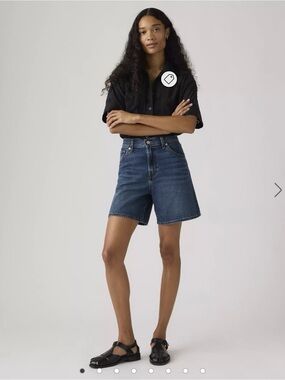 HIGH RISE BAGGY LIGHTWEIGHT WOMEN'S SHORTS, Size 28, Dark Wash